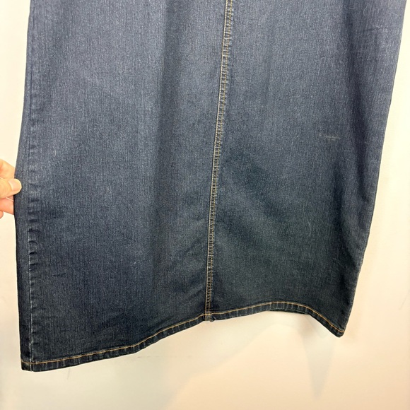 Vintage Y2K Gasoline Jeans Dark Wash Denim Maxi Skirt w/ Belt Utility Pocket - Picture 5 of 13